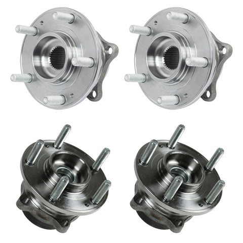 Front And Rear Wheel Bearing And Hub Assembly Set Four Piece Compatible With 07 14 Hyundai Santa Fe Front Wheel Drive