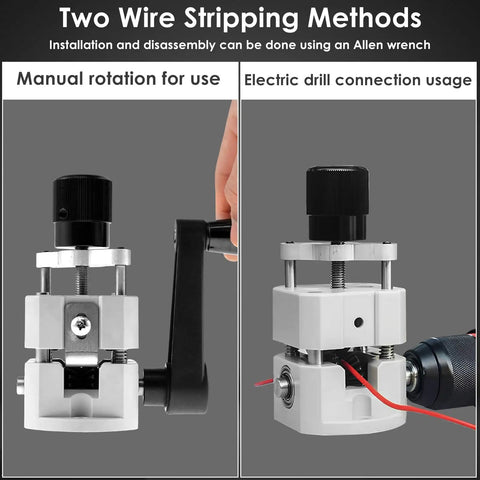 Hella Tough Manual Drill Powered Wire Stripper Machine For Copper Cable Recycling Portable Scrap Wire Peeler with manual and electric options.