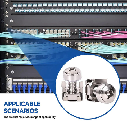 Rock Solid 120 Pack M6 X 20mm Stainless Steel Rack Mount Screws And Cage Nuts Built Tough Server Rack Kit on network cabinet.
