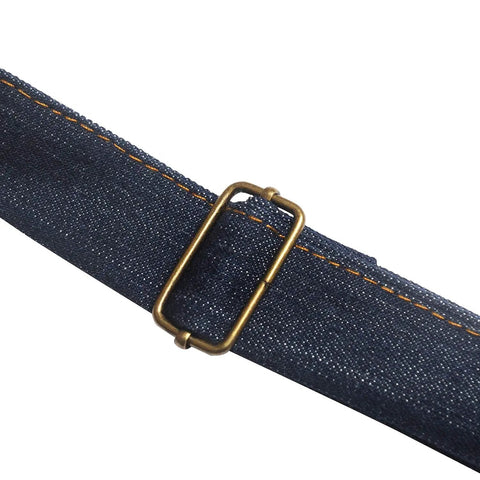 Close-up of adjustable strap on Denim Tool Apron With Four Pockets Waterproof Adjustable Canvas Lightweight Work Apron Blue