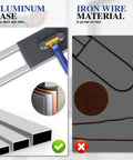 Comparison of aluminum base and iron wire materials for mop handle, highlighting the rust resistance of aluminum.