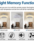 Light memory function of 18-Inch Ceiling Fan With Lights Remote Control, 3 Color Temperature Options, 6 Speeds, White Low-Profile Flush Mount Ceiling Fan With Light For Kitchen And Bedroom displayed.