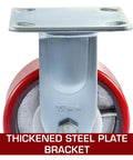 Heavy Duty Caster Set Of Four Six Inch Polyurethane Wheels That Glide Like Smoke With Dual Locking Brakes Solid Backbone Construction For Shop Cart And Tool Chest Upgrades Built To Handle The Grind, featuring thickened steel plate bracket.