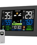Weather Station Wireless Indoor Outdoor Digital Thermometer With Remote Sensor 7.5 Inch HD Display showing weather data