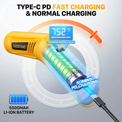 Mini Cordless Heat Gun With Four Temperature Settings Up To 752 F USB Rechargeable Hot Air Tool showing battery charging