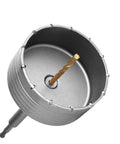 Heavy Duty Four Inch Concrete Hole Saw Kit, 100mm Masonry Core Drill Bit with drill bit for clean concrete cutting.