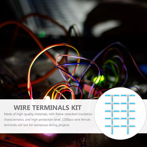 Top Tier T-Type Copper Wire Terminals With Insulated Nylon Sleeves For Quick Solderless Electrical Connections And Safe Splicing On Computer Cables And Household Wiring Kits, blue sleeve