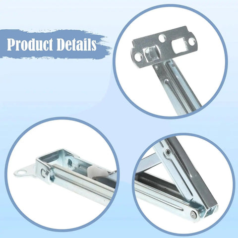 Close-up of Lift Up Folding Desk Hinge For Adjustable Desks And Workbenches, Easy Flip Up Mechanism, metal components detail