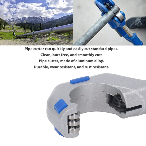 Pro Grade Tube Cutter with clean burr free cuts from 5 to 50mm for copper aluminum and stainless steel pipes, side view