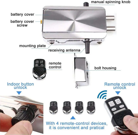Smart Wireless Electronic Deadbolt Lock With Keyless Entry No Keys Needed, Anti Theft Home Security System with remote controls