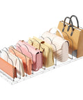 Purse Organizer For Closet Clear Handbag Storage Organizer With Adjustable Dividers Clutch Pouch Organizer Includes 2 Shelf Dividers For Sweaters Keeps Bags Upright Easy Access Neat