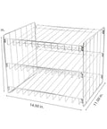 Three Tier Chrome Steel Can Organizer Holds Thirty Six Cans For Pantry Or Cabinet, measuring 14.5 x 11.5 x 11 inches, freestanding storage rack.