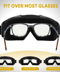 Protective Goggles 2 Pack Safety Eyewear For Nerf Battles And Game Play Dirt Bike And ATV Riding Motorcycle Use Lab And Workshop Safety DIY Projects Painting Woodworking Construction Medical And Dental Environments Black And White over glasses