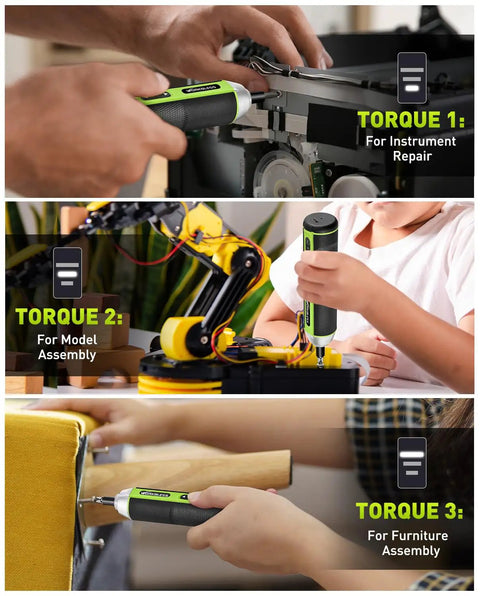 Cordless 3.7V Screwdriver Set With Three Torque Settings 300 RPM 5 Nm Max Torque used for various repairs and assemblies