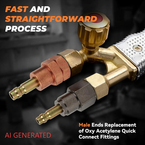 Oxy Acetylene Torch Quick Connect Fittings Fit Nine Sixteenths Inch B UNF Threads Heavy Duty Reusable Quick Connect Adapters
