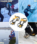 Grippy Anti Slip Ice Crampons with 10 Teeth Stainless Steel Snow Grips for hiking, climbing, fishing, and jogging on ice and snow.