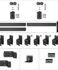 10 Ft Heavy Duty Box Rail Exterior Sliding Barn Door Hardware Kit, 450 Lb Capacity, Black Powder Coated Finish components