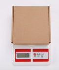 Rock Solid 50 Pack Small Shipping Boxes 6x6x2 Inch Brown Kraft Corrugated Cardboard Mailing Cartons on a scale weighing 1.7 ounces.
