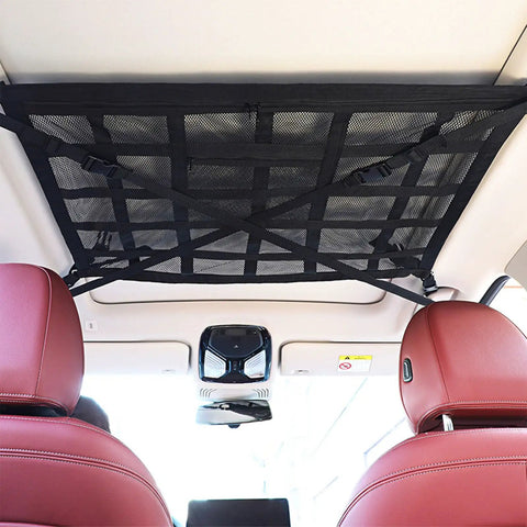Extra Large Car Ceiling Cargo Net with Reinforced Mesh Overhead Storage in Vehicle Interior