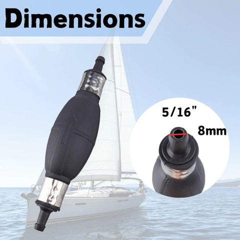Universal Five Sixteenth Inch 8mm Rubber Fuel Line Primer Bulb for Outboard Motors Fits Yamaha Mercury Johnson Evinrude Suzuki Honda Tohatsu Mariner Boats and Marine Fuel Line Connectors