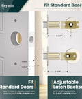 Diagram showing adjustable latch backset for Antique Brass Privacy Door Knob With Lock For Interior Doors.