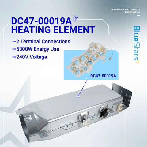 Upgraded Dryer Heating Element Kit For DV42H5000EW A3 DV45H7000EW A2 DV40J3000EW A2 with heating element and housing duct