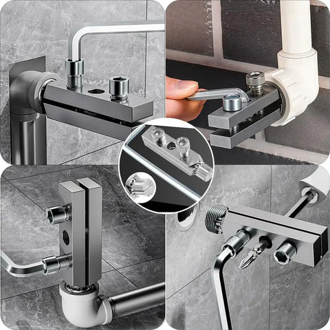 Stripped Screw Extractor Kit with Allen Wrenches for Broken Bolts Faucets and Pipes in use on plumbing fixtures.