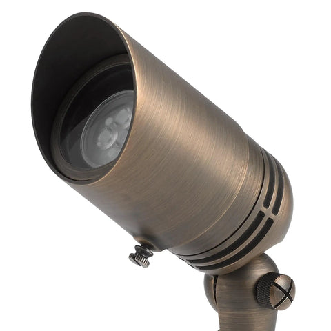 12V MR16 Adjustable Cowl Brass Accent Light For Landscape Lighting In Centennial Brass Finish, Model 15485CBR close-up view