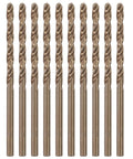 Cool 10 Pc 1/8 Inch M35 Cobalt Drill Bit Set Kicks Hardened Metal And Stainless Steel Easy On Power Drills For Cast Iron Fast Cutting Bits, 10 twist bits