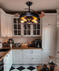 Retractable Blades Ceiling Fan With Lights And Remote Dope Rustic Industrial Style for farmhouse kitchen, black 36 inch