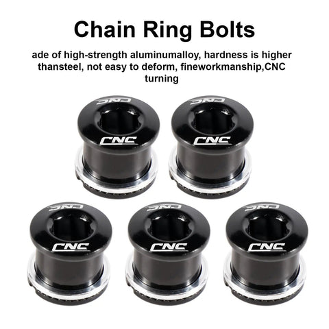 Five-pack Dope Bike Chainring Bolts And Nuts Set for 2x and 3x chainrings, M8 bolts and M8 nuts, black finish, T25 steel