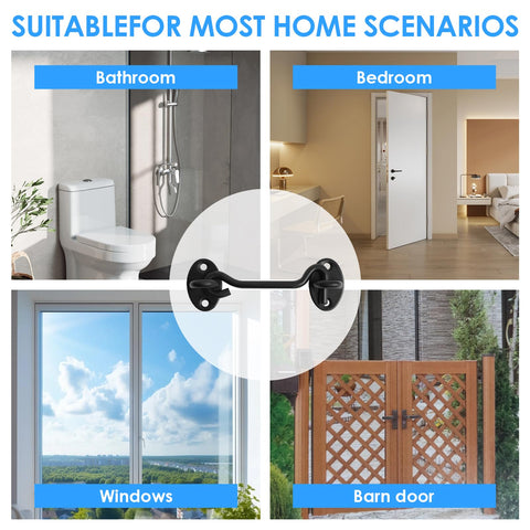 Heavy Duty 4 Inch Stainless Steel Gate Latch With Hook And Eye Barn Door Lock Hardware for bathroom, bedroom, windows, and barn doors