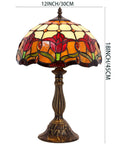 Tiffany Style Stained Glass Tulip Table Lamp For Bedroom And Living Room, 12 Inch Shade, 18 Inch Tall, Antique Green Bronze Base