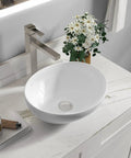 Dope Oval White Ceramic Vessel Sink For Bathroom, Countertop Install, 16 By 13 By Five And A Half Inches, Durable Ceramic Construction.