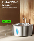 Stainless Steel Cat Water Fountain With Quiet Pump Three Point Two Liter 108Oz For Cats Dishwasher Safe 304 Stainless Steel