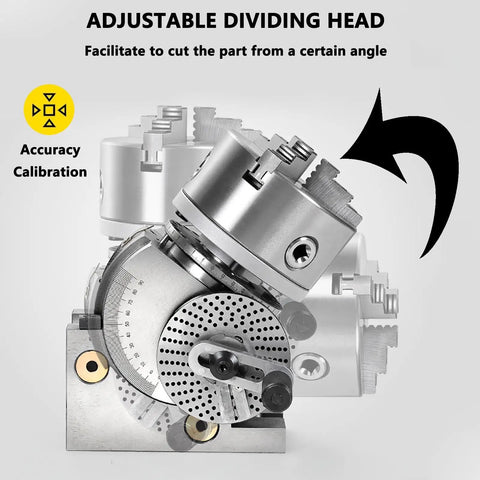 Adjustable Dividing Head for Badass Universal Indexing Head With Direct 3 Jaw Mount For Vertical Horizontal Milling Machines.