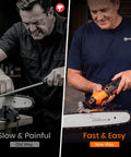 Badass 180W Cordless Chainsaw Sharpener Kit Gnarly Multi Purpose Rotary Tool shown sharpening chains easily and efficiently.