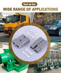 Straight Up Heavy Duty Anderson Battery Connectors 600V 50A Quick Release Power Plug Kits for trucks and cars in various settings.