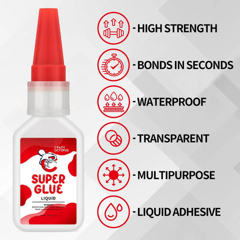 Heavy Duty Quick Dry All Purpose Glue 20G Tough As Nails For Plastic Metal Wood Leather Rubber Glass Clear Bond showing its high strength and multipurpose features.