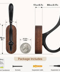 4 Pack Wall Mounted Coat Hooks Heavy Duty Double Design Hang Your Fits Smoothly Premium Walnut Wood Black Metal Frame dimensions with bullet.