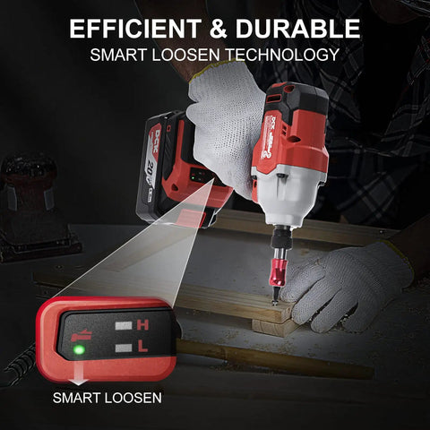 Beast Of A 20V Max Brushless Cordless Impact Driver Kit With 1600 InLb Torque shown with smart loosen technology