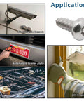 #14 X 2 Inch Stainless Steel Button Head Torx Sheet Metal Screws 304 Grade for securing surveillance cameras and license plates.