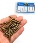 50 Pack Assorted Hanger Bolts Kit With Six Lengths Including 5/32-32 Thread, close-up of bolts in hand and package