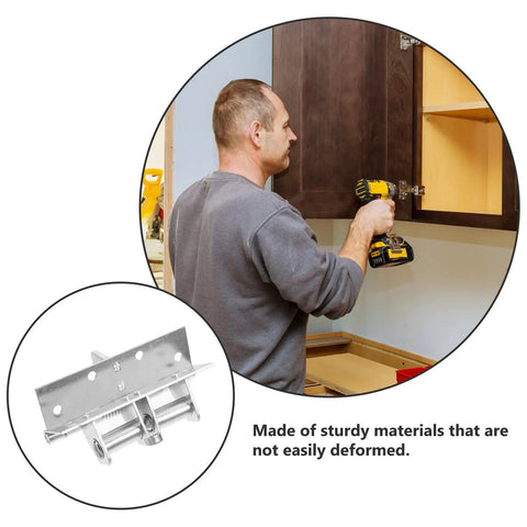 Man installing Sturdy Cold Rolled Steel Cabinet Door Hinge With Spring Damper Built Tough Silent Self Closing Kitchen Hinge.