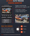 Dual 4K Front And Rear Dash Cam With 1080P Backup, Built In Wi Fi GPS, 32GB Card Included showing parking monitor feature