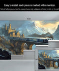 Retro Locomotive Wall Mural Steam Train Scene for living room bedroom and dining room TV backdrop large 100 by 73 inches