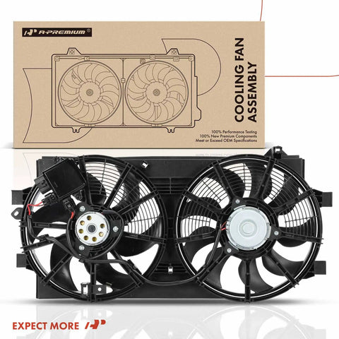 Plug And Play Drop In Cooling Fan Assembly For Nissan Leaf Ev 2011 2013 Engine Radiator Upgrade with dual fans and PA construction.