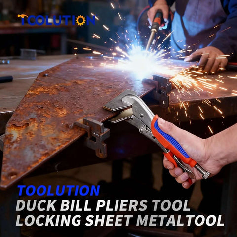 10 Inch Locking Sheet Metal Clamp With Trigger Release holding metal during welding process