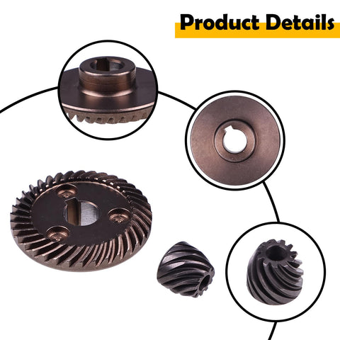 Angle Grinder Spiral Bevel Gear Kit for Makita 9553NB 9554NB 9555NB 9557NB 9558NB Replacement, carbon steel, precision fit, gear detail