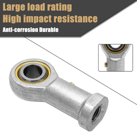 3/8 Inch Rod End Heim Joint Set Featuring Right Hand Female Threading crafted from hardened steel with sealed bearing design.